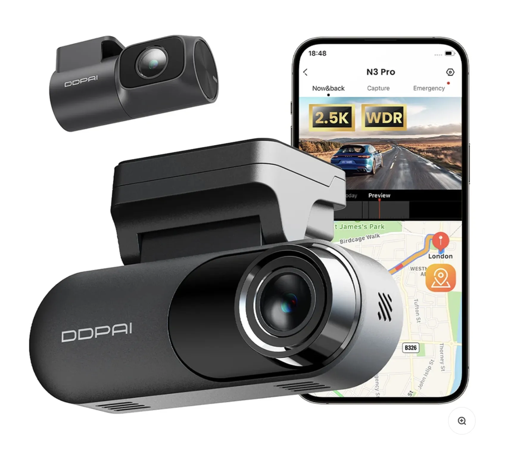 DDPAI N3 Pro - Dashcam 3K frontal 1K trasera con WiFi 5.8GHz y visión nocturna